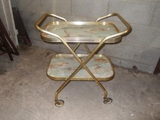 Vintage Retro 2 Tier Folding Cocktail Drinks Tea Hostess Trolley Table wheels