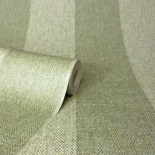 Fine Decor M1866 Harris Green Textured Stripe Wallpaper Living Room Feature