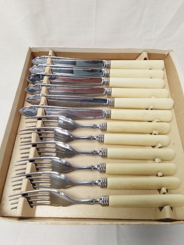 Vintage chrome fish cutlery - a1,