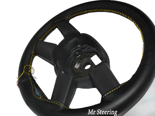 Black leather steering wheel - steering,