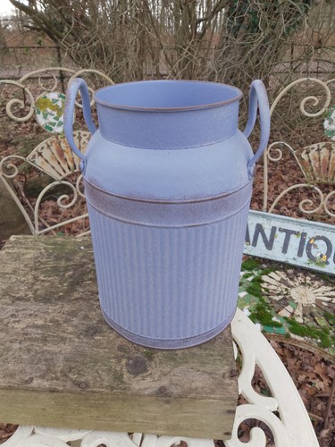 Galvanised milk churn blue - churn,
