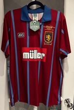 Aston Villa 1994 League Cup Final Shirt - Large - Retro Score Draw - 9 Saunders