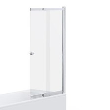 Shower Screen Over Bath Door Sliding Glass Chrome Edges Trim 1400 x 830mm Panel