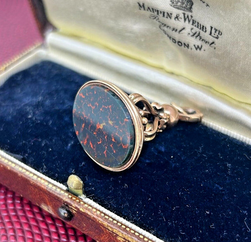 Antique 9ct gold bloodstone - antique,