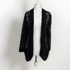 BLACK LACE WOMEN CARDIGANS SHRUG BLACK SZ 14 P2P 40”L 28”