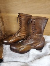 Vintage Victorian Edwardian Children's Lace-Up Shoes Antique Kids Boots 3.5