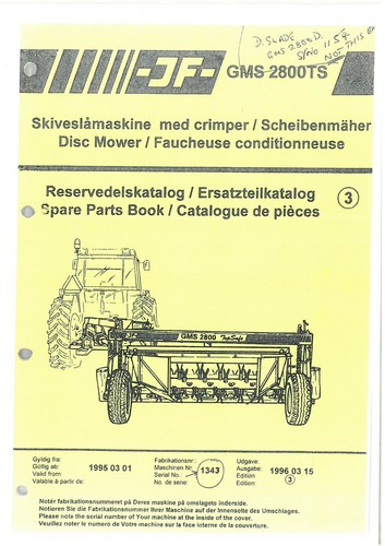 Disc mower gms2800ts parts - jf,