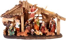 Nativity Crib Scene 11 Figures Stable 32 cm Hand Painted Christmas Decoration