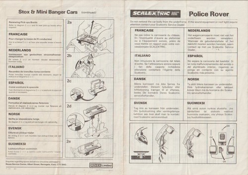 Scalextric car service sheet - car,