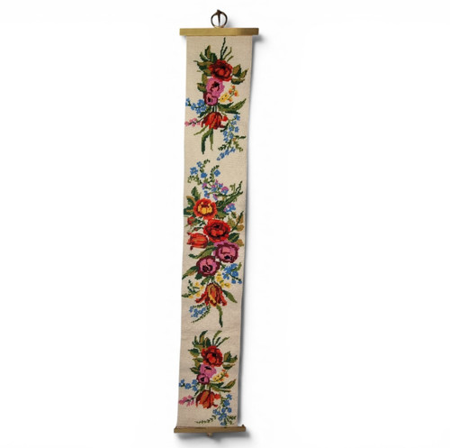Vtg needlepoint bell - needlepoint, pull
