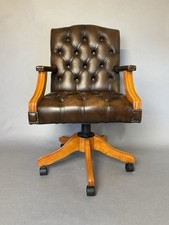 Brown Leather Gainsborough Chesterfield Captain’s Swivel & Tilt Office Chair