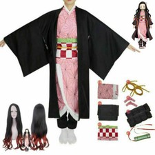 Anime Kamado Nezuko Costume Demon Slayer Kimetsu No Yaiba Cosplay Costumes Wigs