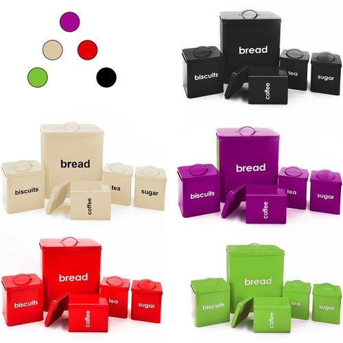 5pc piece metal bread bin - piece,