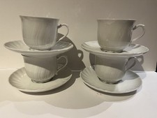 Beautiful Seltmann Weiden Regina cups with saucers x4 white