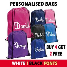 Personalised Nylon Drawstring Rucksack Bag Swimming School Sport Unisex Kids UK
