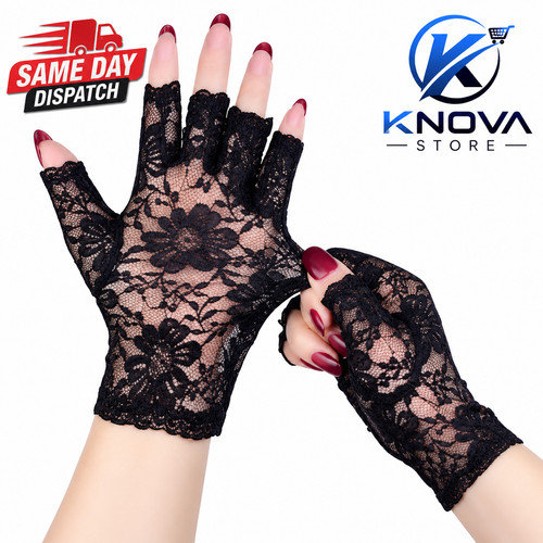 Ladies lace mesh fingerless - ladies,