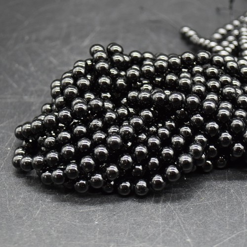 Black tourmaline round beads - beads,