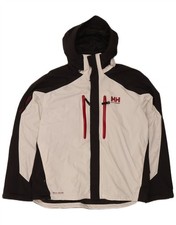 HELLY HANSEN Mens Hooded Waterproof Jacket UK 44 2XL White Colourblock CM01