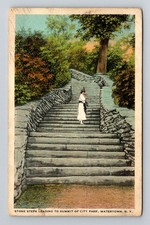 Watertown NY-New York, Stone Steps to Summit City Park, c1923Vintage Postcard