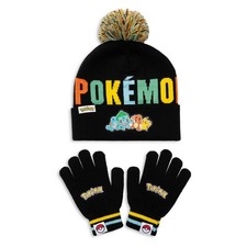 Pokemon Boys Hat & Gloves Set - Cold Weather Set - Beanie and Stretch Gloves