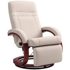 HOMCOM Manual Recliner Swivel Reclining Chair with Footrest Armrests Beige