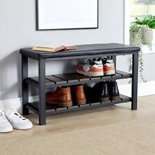 Black Metal Shoe Bench with Two Storage Shelves Perfect for the Hallway Spalding