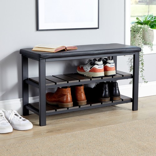 Black metal shoe bench with - shoe,