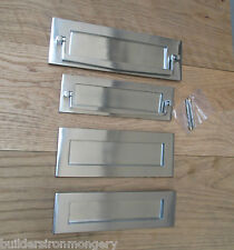 Satin chrome -SPRUNG SOLID BRASS LETTER BOX POSTAL PLATE COVER VICTORIAN 