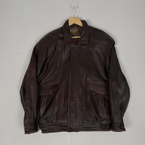 Leather jacket pilot bomber - jacket,