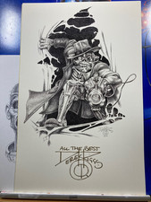 DEREK RIGGS Autographed 11"x17" Eddie through the Wall Print. Iron Maiden