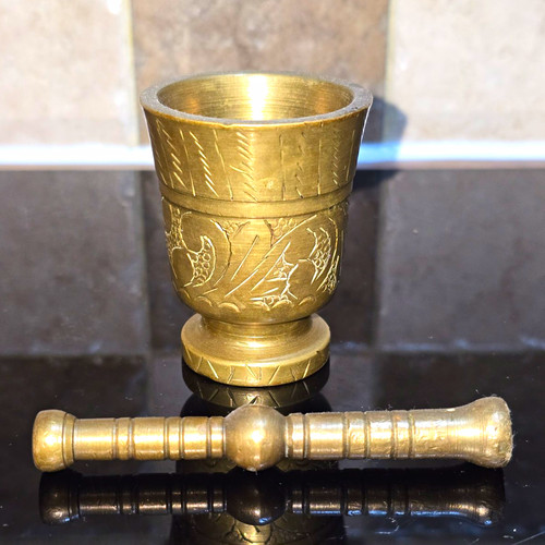 Vintage solid brass mortar - mortar, and