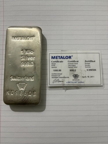 Metalor silver bullion bar 1kg - metalor,