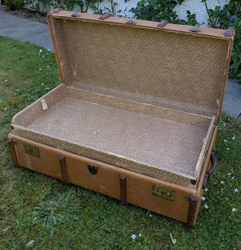 Vintage steamer trunk 1930s - steamer,