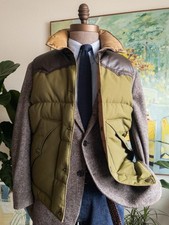 GANT Rugged Menswear Leather Cotton Nylon Camp Hunting Vest Small