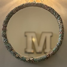 Vintage Barbola Mirror - Wall Hanging - Floral Decoration - Bevelled Edge Large