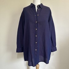 Gudrun Sjoden Top Size S Purple Collar Long Sleeve Button Up Shirt Cotton Linen
