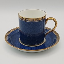 Carlton Ware China Blue & Gold Gilt 4747 Coffee Cup & Saucer Demitasse
