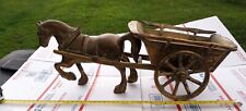 Vintage Large Solid Brass Horse & Work Cart Carriage 17" Long Pre-Loved