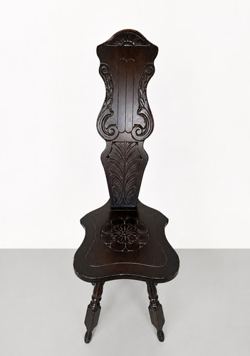 Vintage carved wood hall chair - vintage,
