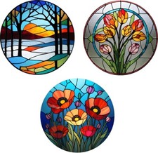 Scenic Decorative Stained glass Effect Static cling window Sticker colourful