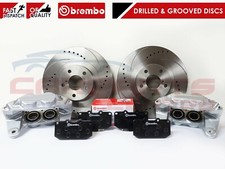 FOR SUBARU IMPREZA WRX FRONT DRILLED & GROOVED BRAKE DISCS BREMBO PADS CALIPERS