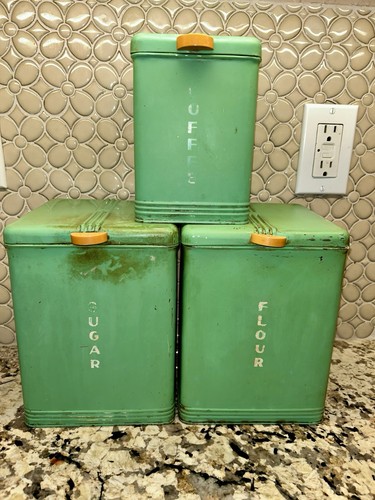 Vtg kreamer teal canisters - teal,