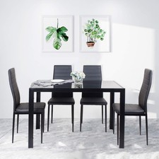 4x Black Faux Leather Dining