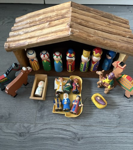 Wooden nativity set toy - nativity,