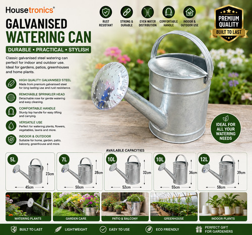 Galvanised watering can metal - galvanised,