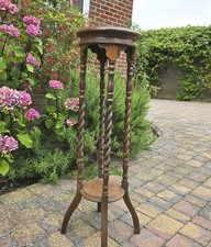 Vintage Wooden barley twist Plant stand  Jardiniere Ornament Display Stand 102cm