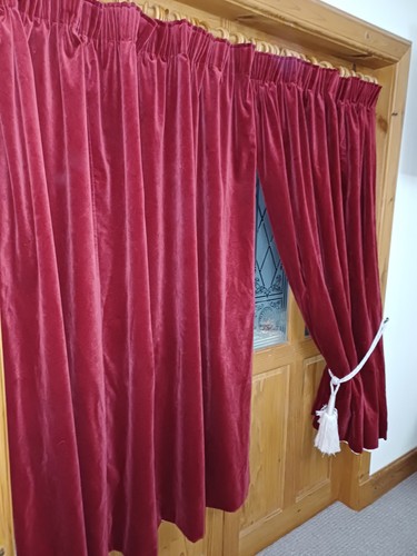 Vintage velvet curtains - curtains., red