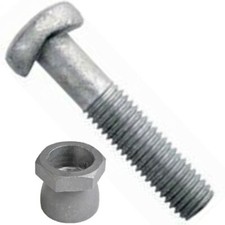 M8 x 40mm SADDLE BOLT D SECTION PALISADE FENCING +SECURITY NUT SHEAR ANTI VANDAL