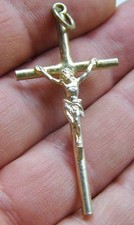 Vintage Silver Hanging Crucifix Cross Jesus Christ Catholic Religious Pendant 2"