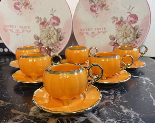 Set six orange and gold - six,